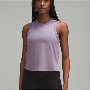 LULULEMON CLASSIC-FIT COTTON-BLEND TANK TOP WHITE & PURPLE ASH SIZE 10